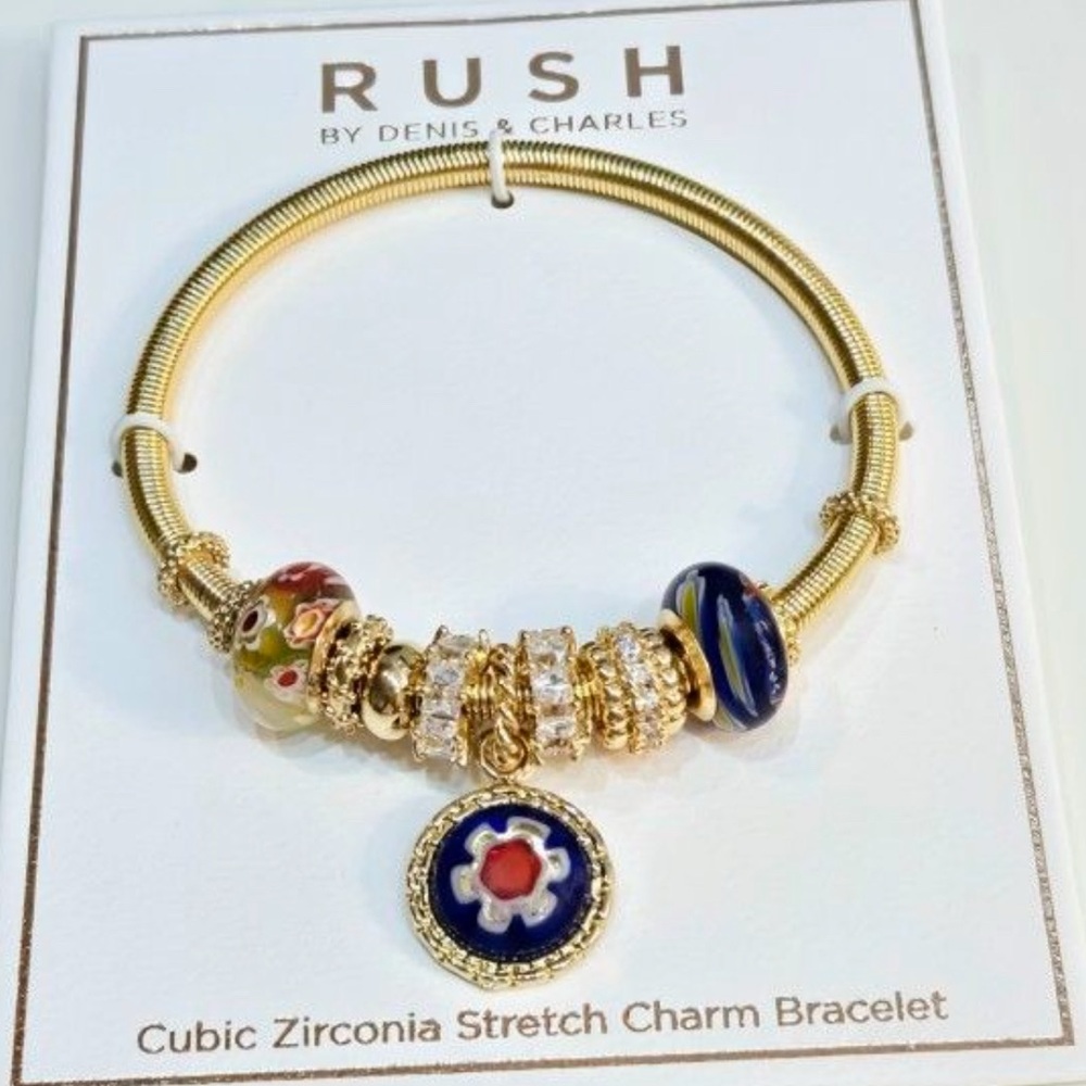 NWT ⚜️💙⚜️ RUSH by Denis & Charles Gorgeous Cubic Zirconia Charm Bracelet